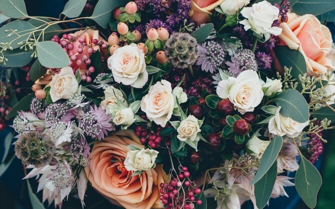 a bouquet of assorted flowers